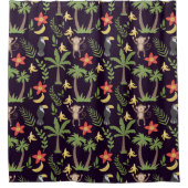 Tropische Tiere nahtlos Muster Affe & Makaw Duschvorhang (Vorderseite)