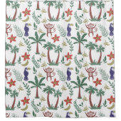 Tropische Tiere - nahtloser Makahaar und Affe Duschvorhang (Vorderseite)