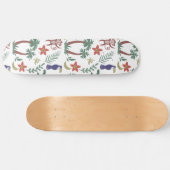 Tropische Tiere - nahtloser Makahaar und Affe Skateboard (Horizontal)