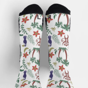 Tropische Tiere - nahtloser Makahaar und Affe Socken