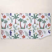 Tropische Tiere - nahtloser Makahaar und Affe Strandtuch (Vorderseite)