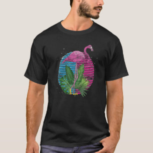 Tropische Tierretro Exotic Bird Pink Flamingo T-Shirt