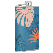 Tropische Tiger-Blätter Deep Blue Flachmann (Rechts)