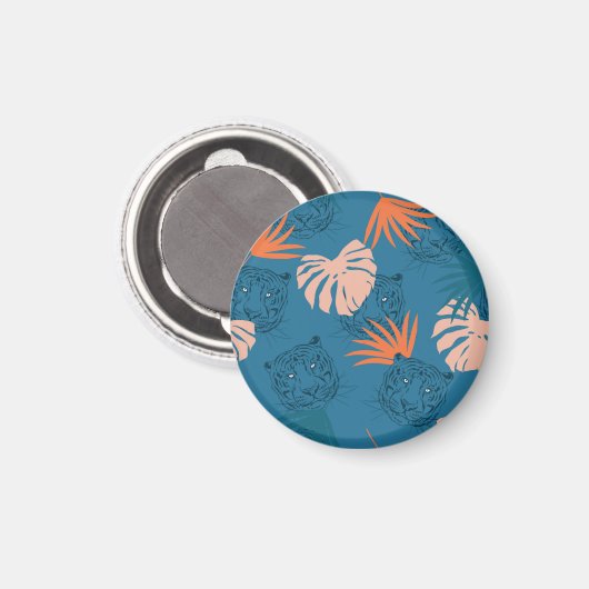 Tropische Tiger-Blätter Deep Blue Magnet (Vorderseite/Rückseite)