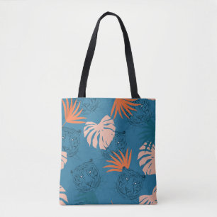 Tropische Tiger-Blätter Deep Blue Tasche