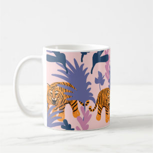 Tropische Tiger-Dschungel-Vintage-Muster Kaffeetasse