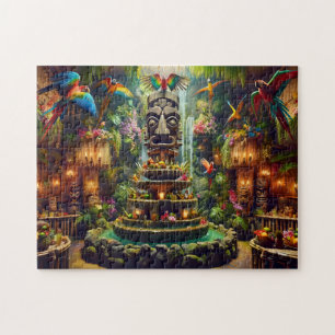 Tropische Tiki-Mystik-Papageien-Tiki-Totems-Dschun Puzzle