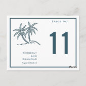 Tropische Tischnummer Blue Twin Palm Trees Card (Rückseite)