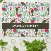 Tropische toskanische Vogelarten Tropische Blume Geschirrtuch (Gefaltet)