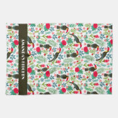 Tropische toskanische Vogelarten Tropische Blume Geschirrtuch (Horizontal)