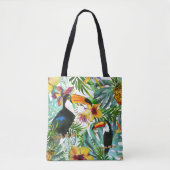 Tropische Toucan Paradies-Palmen-Ananas modern Tasche (Vorderseite)