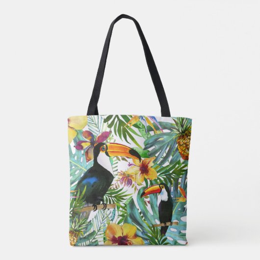Tropische Toucan Paradies-Palmen-Ananas modern Tasche (Rückseite)
