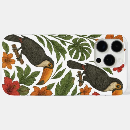 Tropische Toucans & Blooms Case-Mate iPhone Hülle (Rückseite (Horizontal))