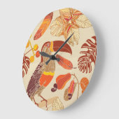 Tropische Toucans: Exotisches Nahtloses Design Große Wanduhr (Winkel)