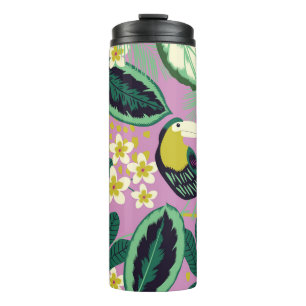 Tropische Toucans: Muster der Blume Thermosbecher