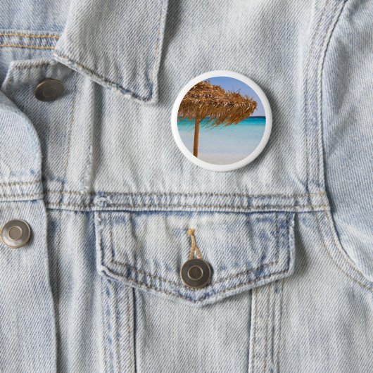 Tropische Traumstrand mit Strohdach-Schirm Button (Beispiel)