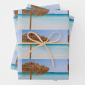 Tropische Traumstrand mit Strohdach-Schirm-Muster Geschenkpapier Set (Beispiel)