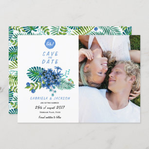 Tropische Tropen-Blätter Save the Date Fotokarte Einladung