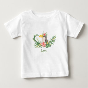 Tropische Tukan-Vogel-Blumen-Baby-Party Baby T-shirt