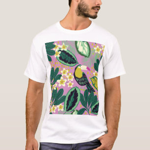 Tropische Tukane: Blumenmuster T-Shirt
