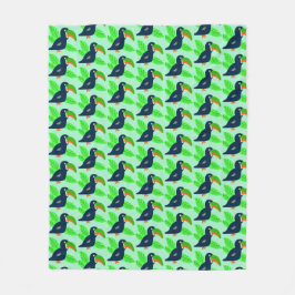 Tropische Tukane und Blätter Fleecedecke