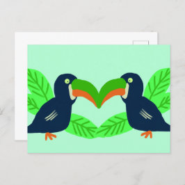 Tropische Tukane und Blätter Postkarte