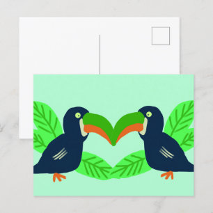 Tropische Tukane und Blätter Postkarte