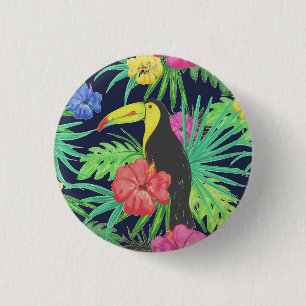 Tropische Tukane und Blätter Regenwald Button
