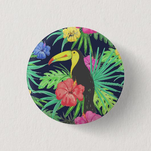 Tropische Tukane und Blätter Regenwald Button (Vorderseite)