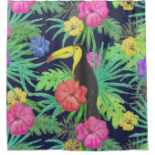 Tropische Tukane und Blätter Regenwald Duschvorhang (Vorderseite)