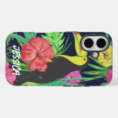 Tropische Tukane und Blätter Regenwald Personalisi Case-Mate iPhone Hülle (Rückseite (Horizontal))