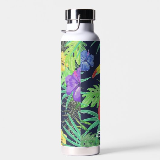 Tropische Tukane und Blätter Regenwald Personalisi Trinkflasche (Rechts)