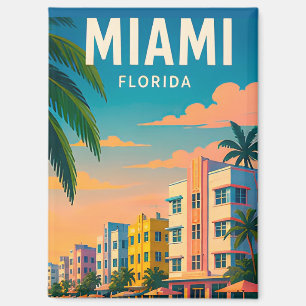 Tropische Ufer-Skyline von Miami Florida Magnet