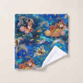 Tropische Unterwasser-Delphine und Fische Badhandtuch Set (Waschlappen)