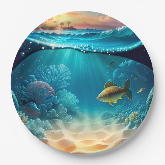 Tropische Unterwasserlandschaft Pappteller (Vorderseite)