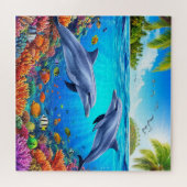 Tropische Unterwasserwelt mit Delphinen Puzzle (Horizontal)