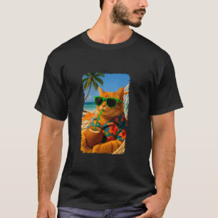 Tropische Urlaubskatze entspannt in einer Hängemat T-Shirt