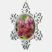 Tropische Vanda-Orchideen-Gruppe Schneeflocken Zinn-Ornament (Rechts)