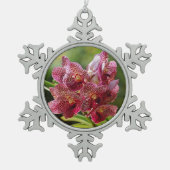 Tropische Vanda-Orchideen-Gruppe Schneeflocken Zinn-Ornament (Vorderseite)
