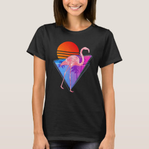 Tropische Vaporwave Retro Palmen Bird Pink Fl T-Shirt