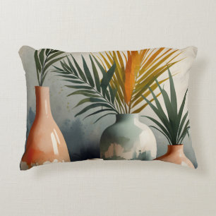Tropische Vasen in Aquarellfarben Dekokissen