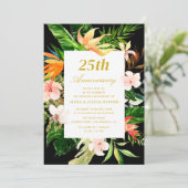 tropische Vegetation Blumen 25. Hochzeitstag Einladung (Stehend Vorderseite)