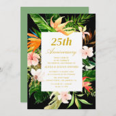 tropische Vegetation Blumen 25. Hochzeitstag Einladung (Vorne/Hinten)
