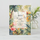 Tropische Vegetation Brautparty Einladung (Stehend Vorderseite)