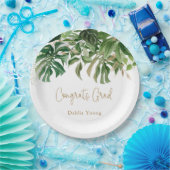 Tropische Vegetation Gold Moderner Abschluss Pappteller (Party)