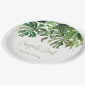 Tropische Vegetation Gold Moderner Abschluss Pappteller (Schrägansicht)