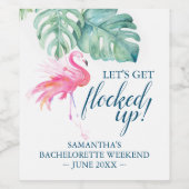 Tropische Vegetation Pink Flamingo Weinetikett (Einzelnes Label)