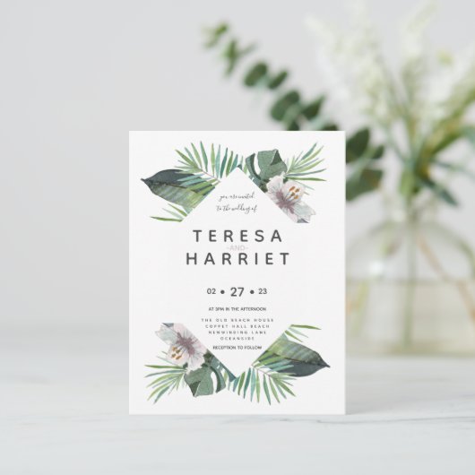 Tropische Vegetation rustikale Einladung Postkarte (Stehend Vorderseite)