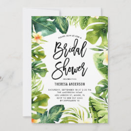 Tropische Vegetation und Brautparty Plumeria Einladung