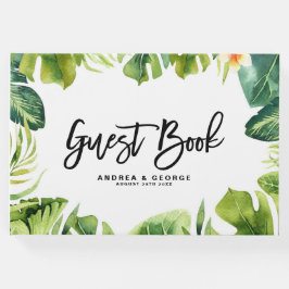 Tropische Vegetation und Plumeria Frame Wedding I Gästebuch
